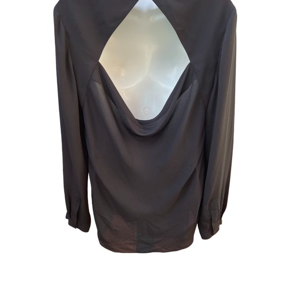 BCBGMaxAzria Open Back Jewel Beaded Embellished Georgette Blouse Black Size S - Picture 4 of 7